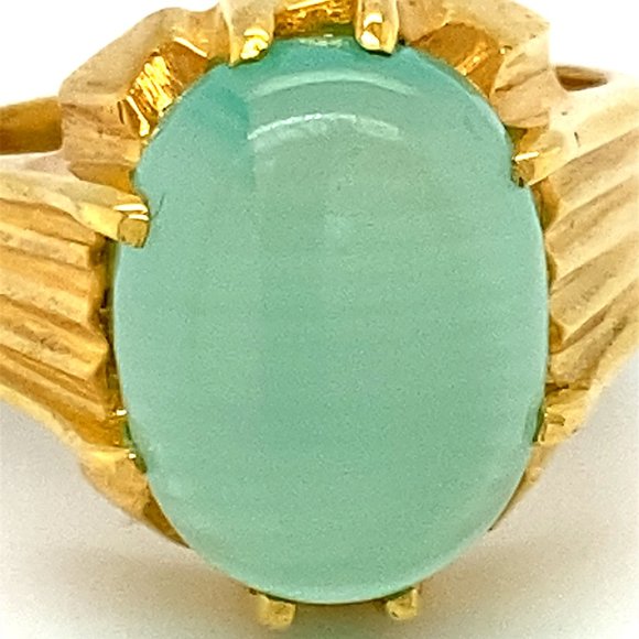 Green Cats Eye Calcite 8.01ct Solid 18K Gold Ring - Picture 7 of 7
